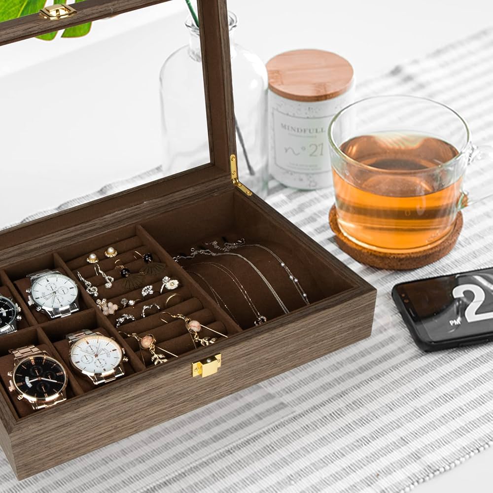 Amazon.co.jp: Calife 高級木製時計ケース ジュエリー収納ボックス