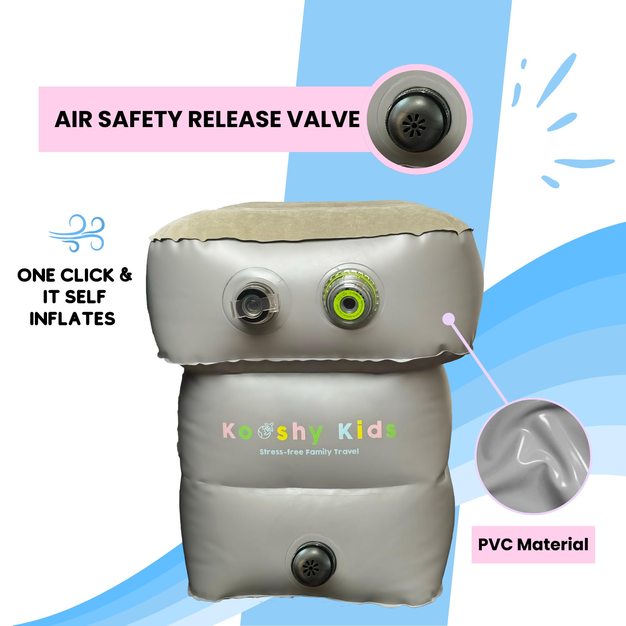 Kooshy Kids Self-Inflating Kooshion – World's First Rechargeable