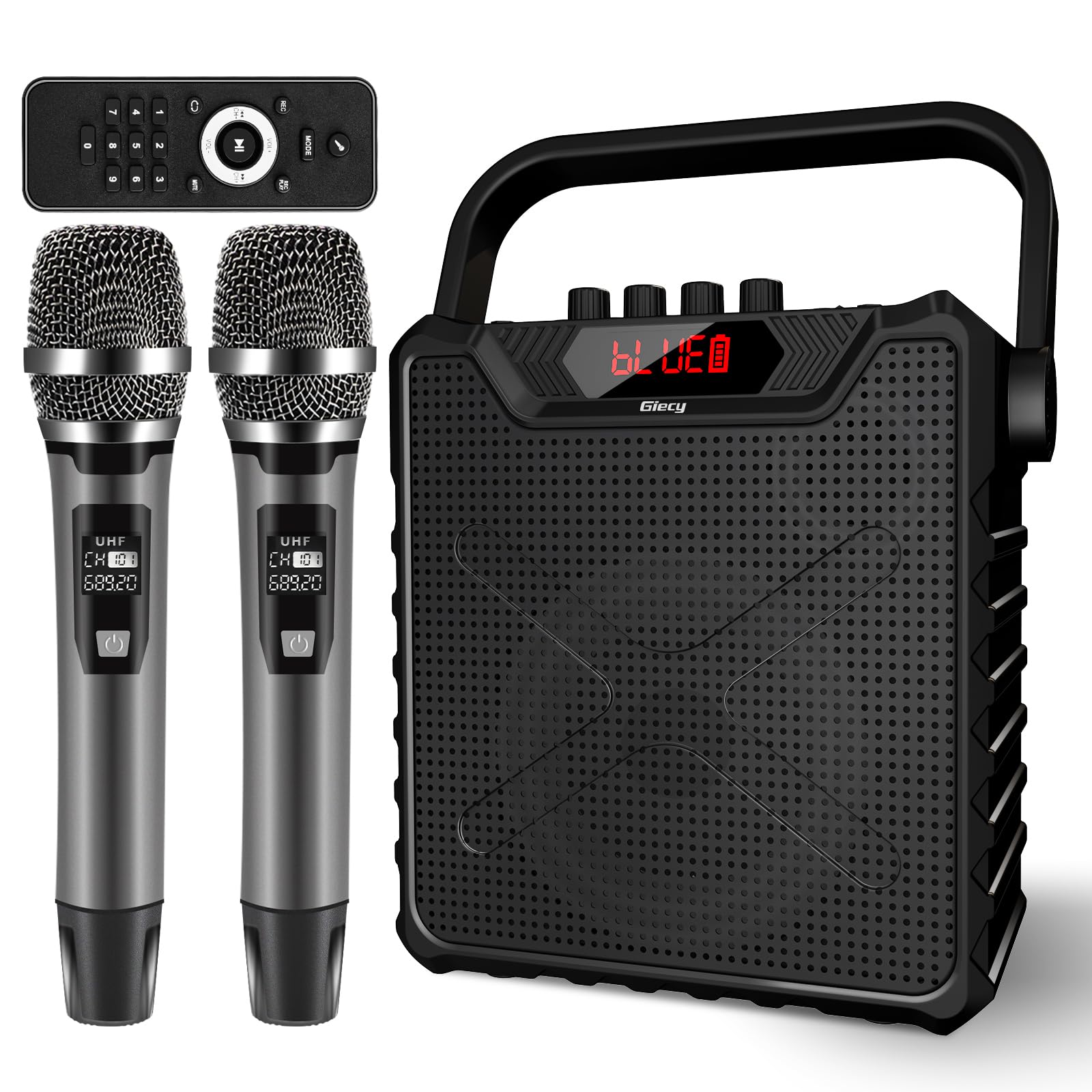 Amazon | Giecy スピーカーセット 拡声器 ワイヤレスマイク2本