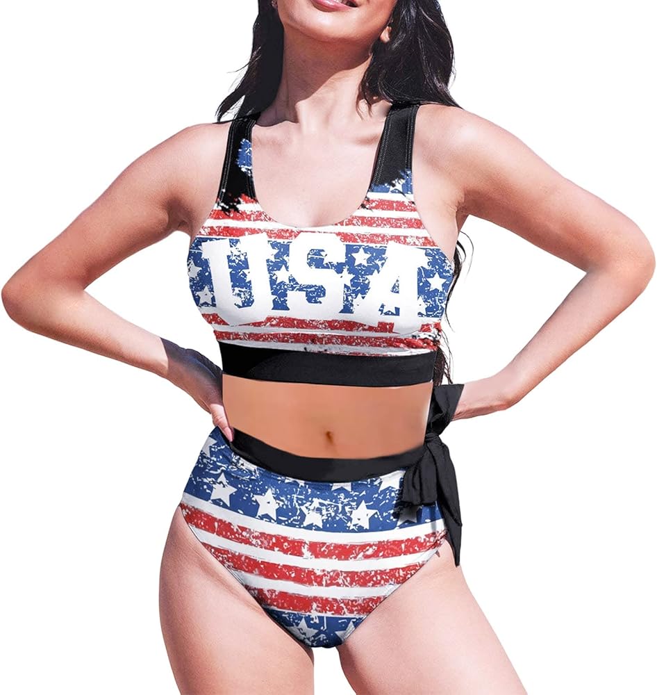 Amazon.co.jp: レディース ニュー ボウ スター プリント アメリカ国旗