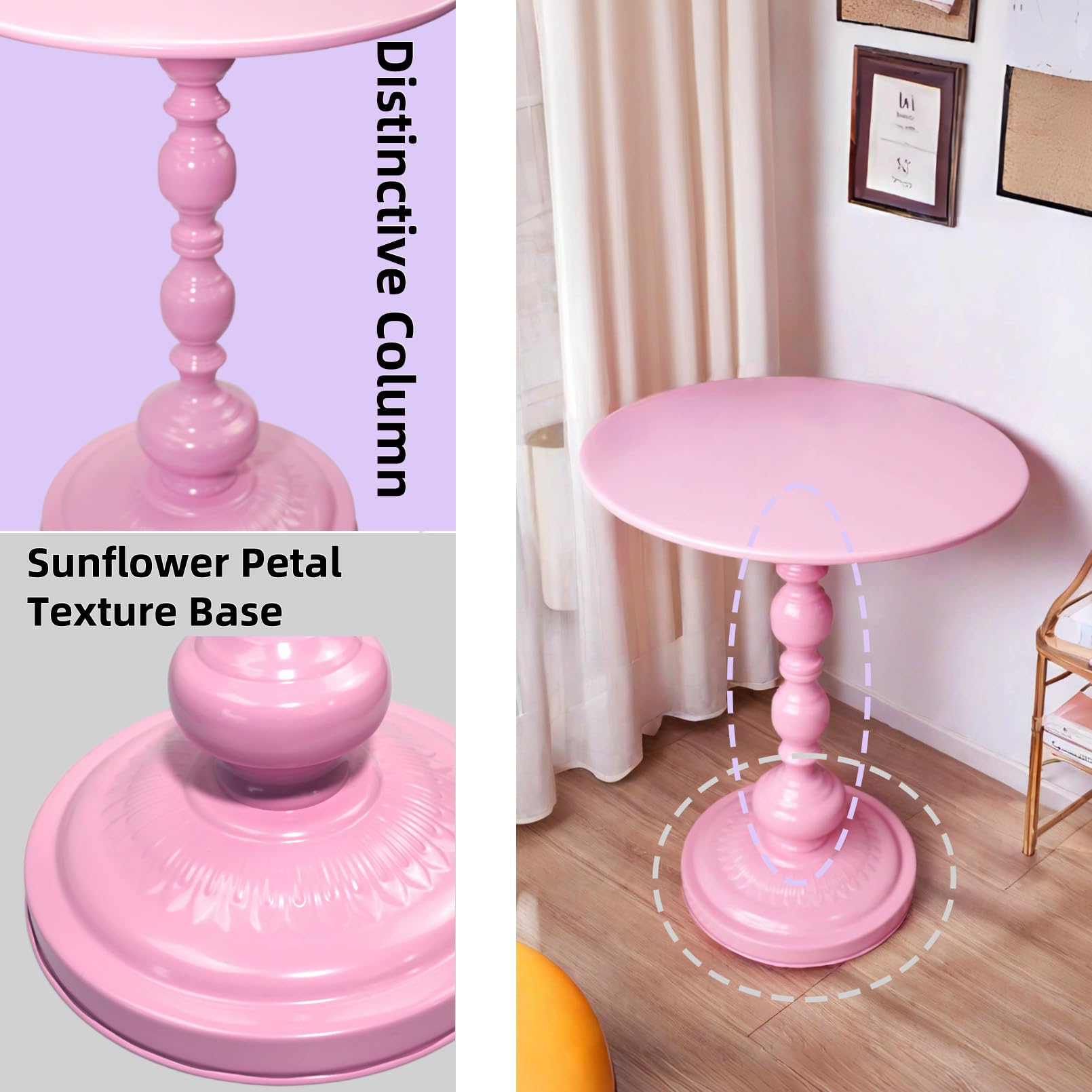 Amazon.com: Benkyo Pink Round End Side Table Modern Metal Pedestal