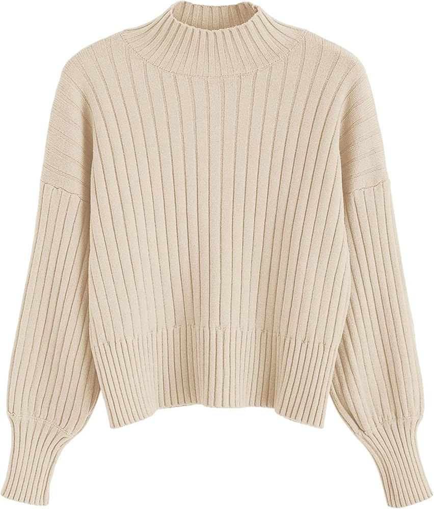 ZAFUL Women's Mock Neck Sweater Long Sleeve Ribbed Knit Basic