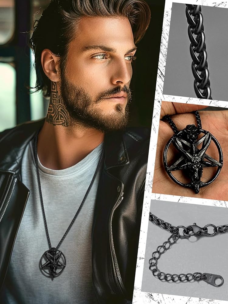 FaithHeart Inverted Pentagram Sabbatic Goat Head Pendant Necklace