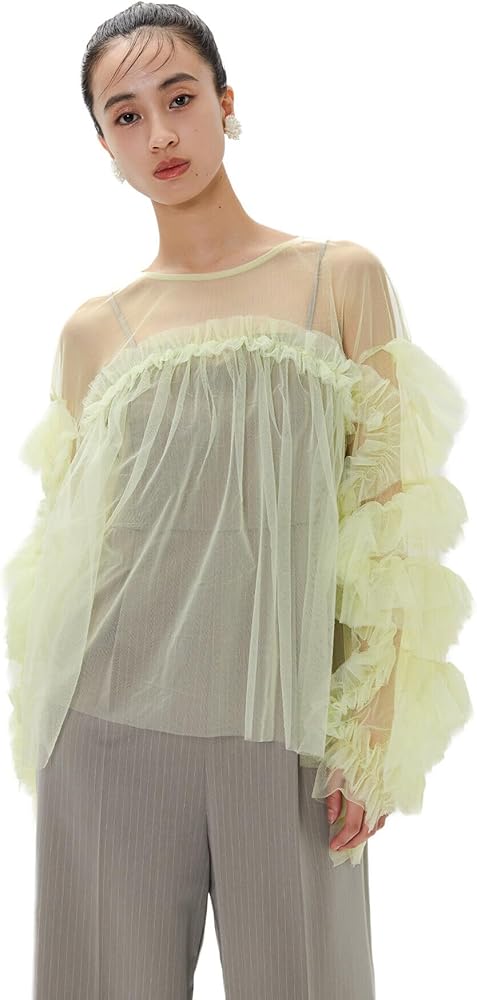 Amazon | [niana] チュールフリルブラウス レディース シアー