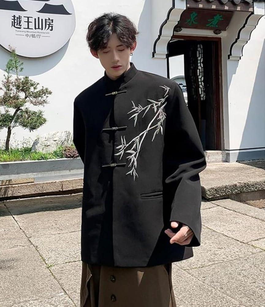 Amazon | [YAZHUE] チャイナ風ジャケット コート 竹刺繍 スーツ