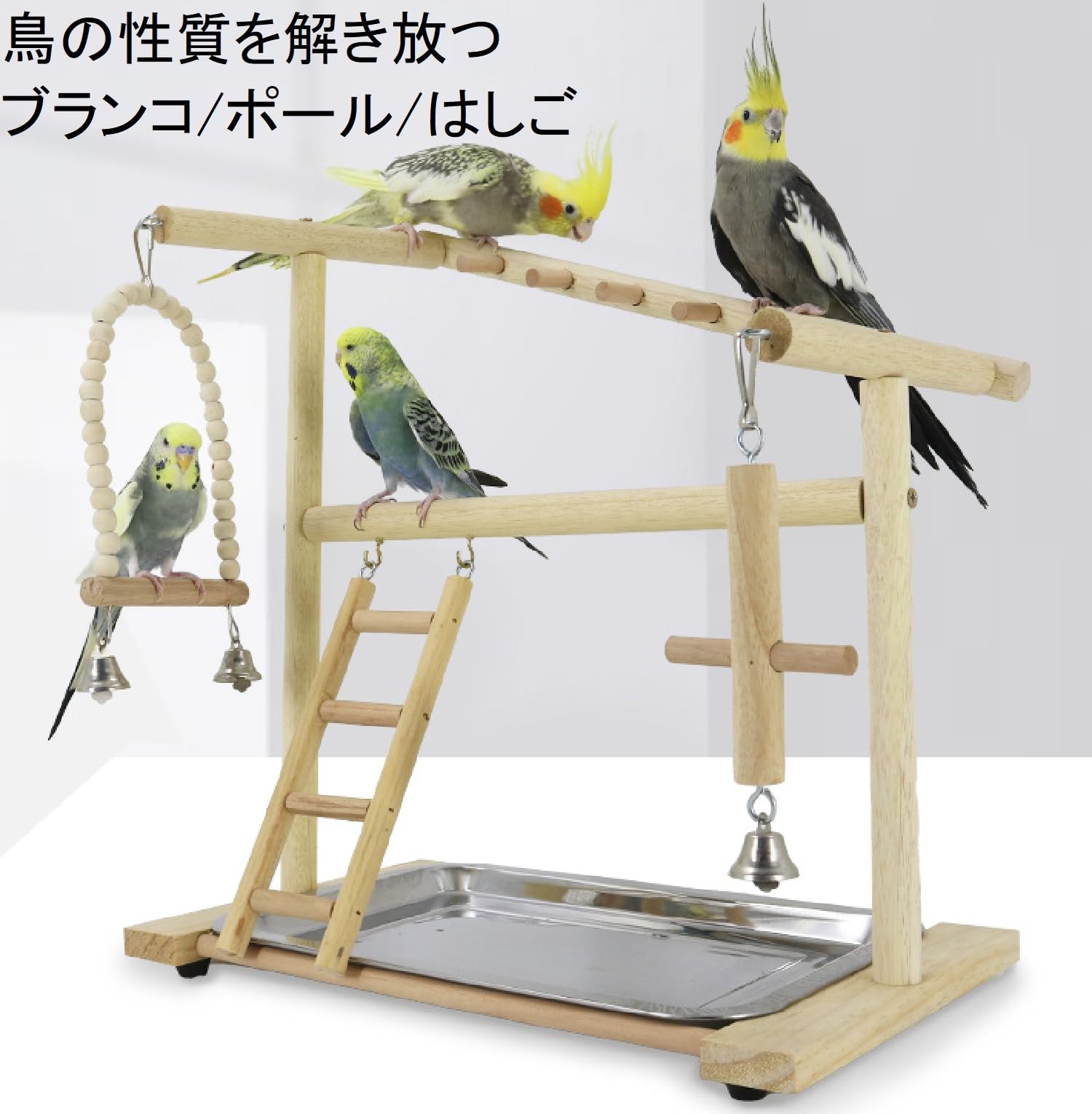 Amazon | インコ 遊び場、止まり木、二層設計、バードアスレチック