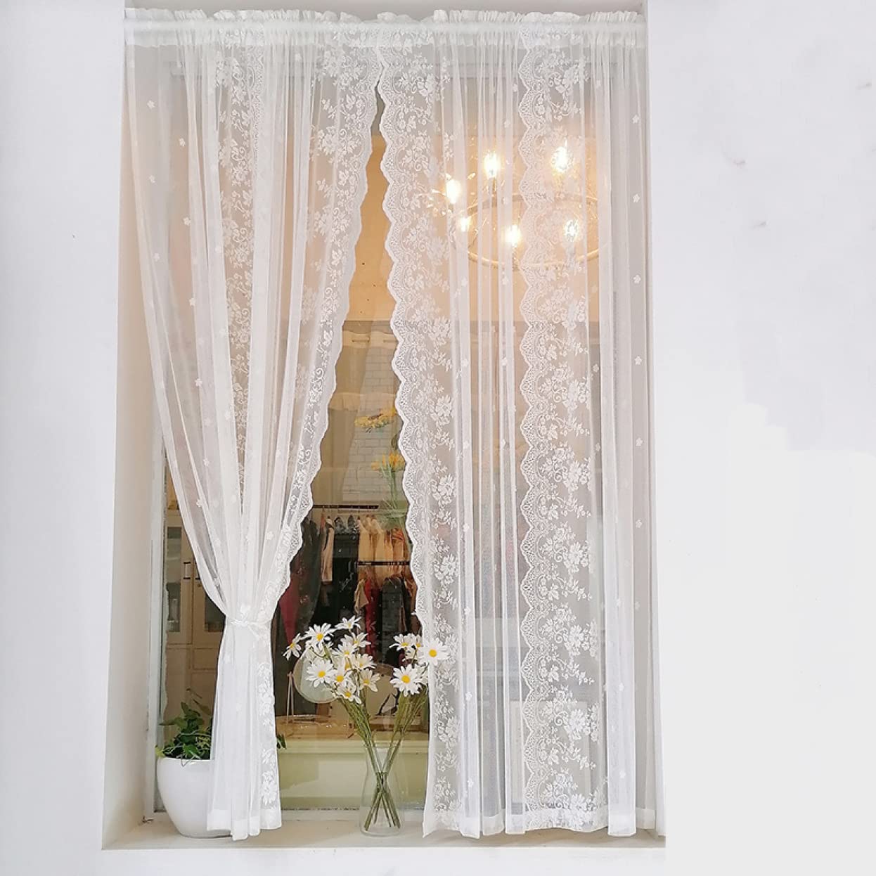 Amazon｜NASFH 間仕切りカーテン レース のれん おしゃれ 北欧