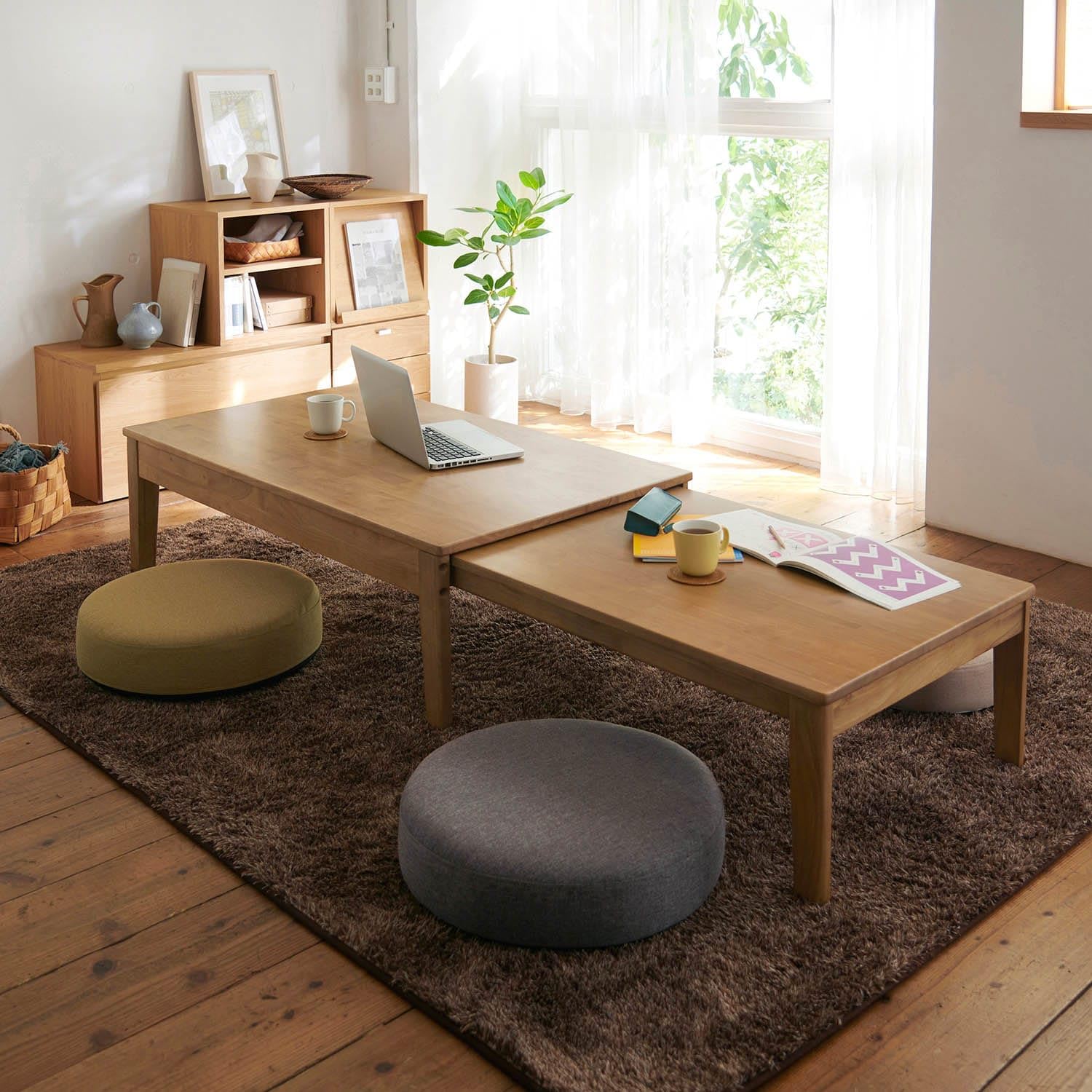 Amazon.co.jp: [ベルメゾン] テーブル 伸長式 やさしい丸み ロー