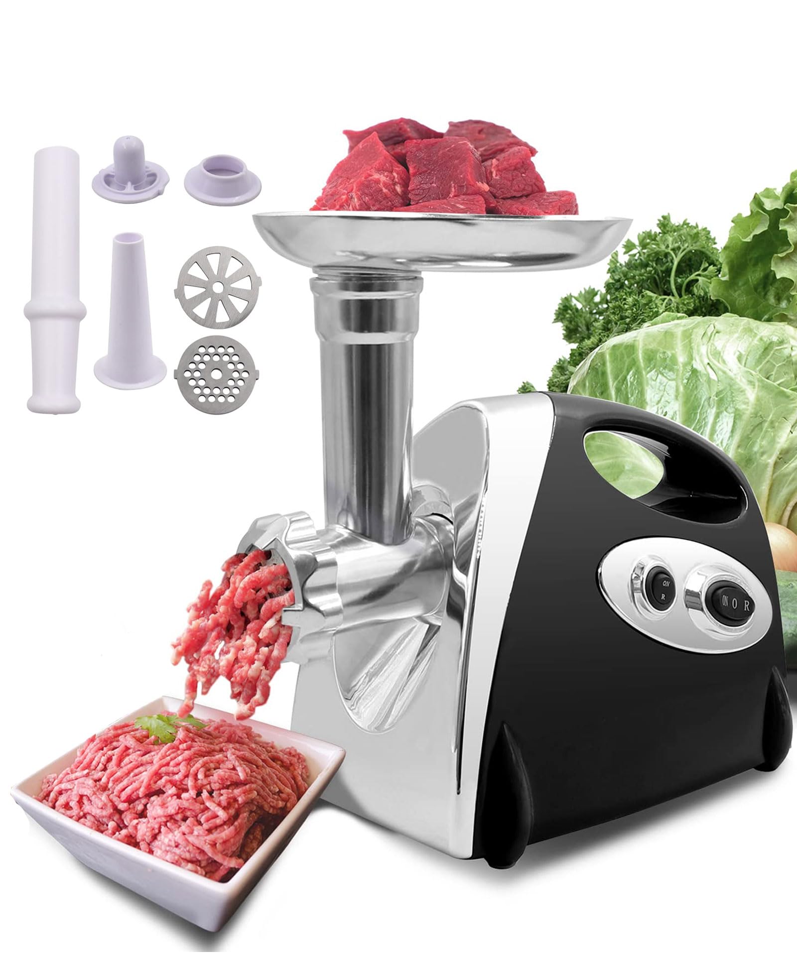 Amazon | 電動ミンサー ミンチ機 肉挽き器 110V 扇形粗挽き/5/7mm3種