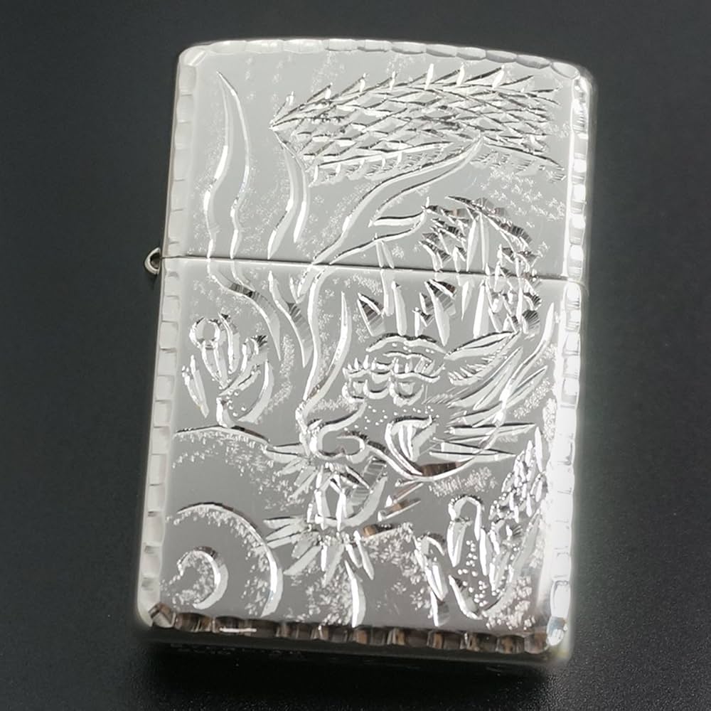 Amazon.co.jp: zippo（ジッポー） スターリングシルバー職人両面手彫り