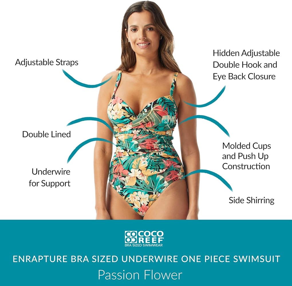 COCO REEF Bra Sized One Piece Swimsuit - Push Up Cups, Enrapture