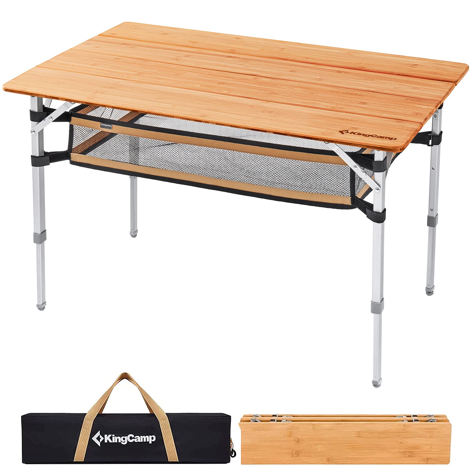 Amazon.com: KingCamp Bamboo Folding Camping Table Adjustable