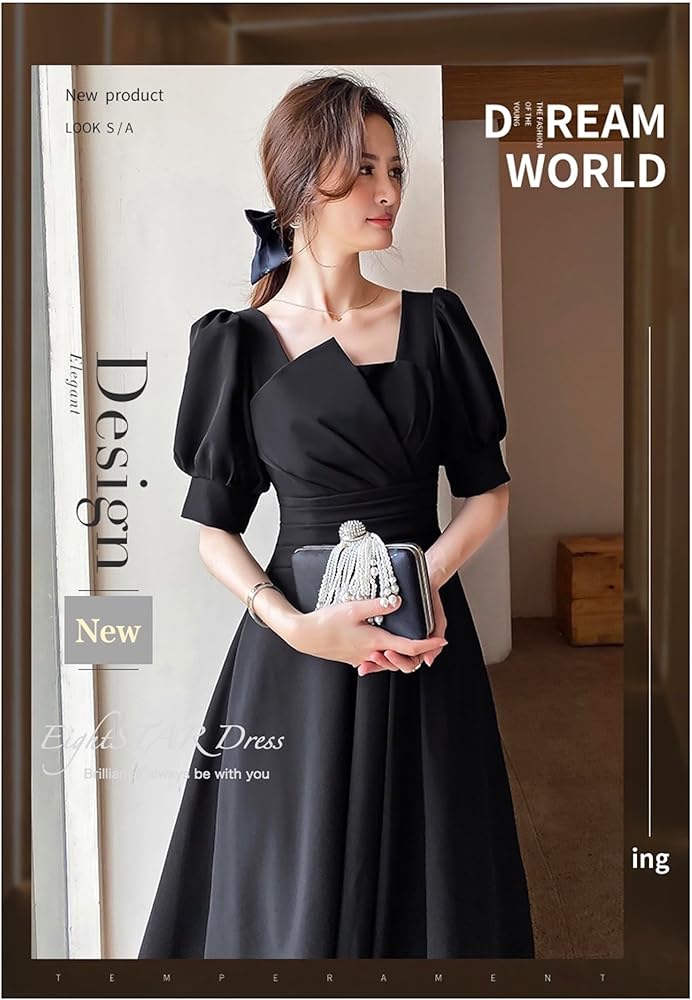 Amazon | [EightSTAR Dress] 結婚式ドレス パーティードレス 黒