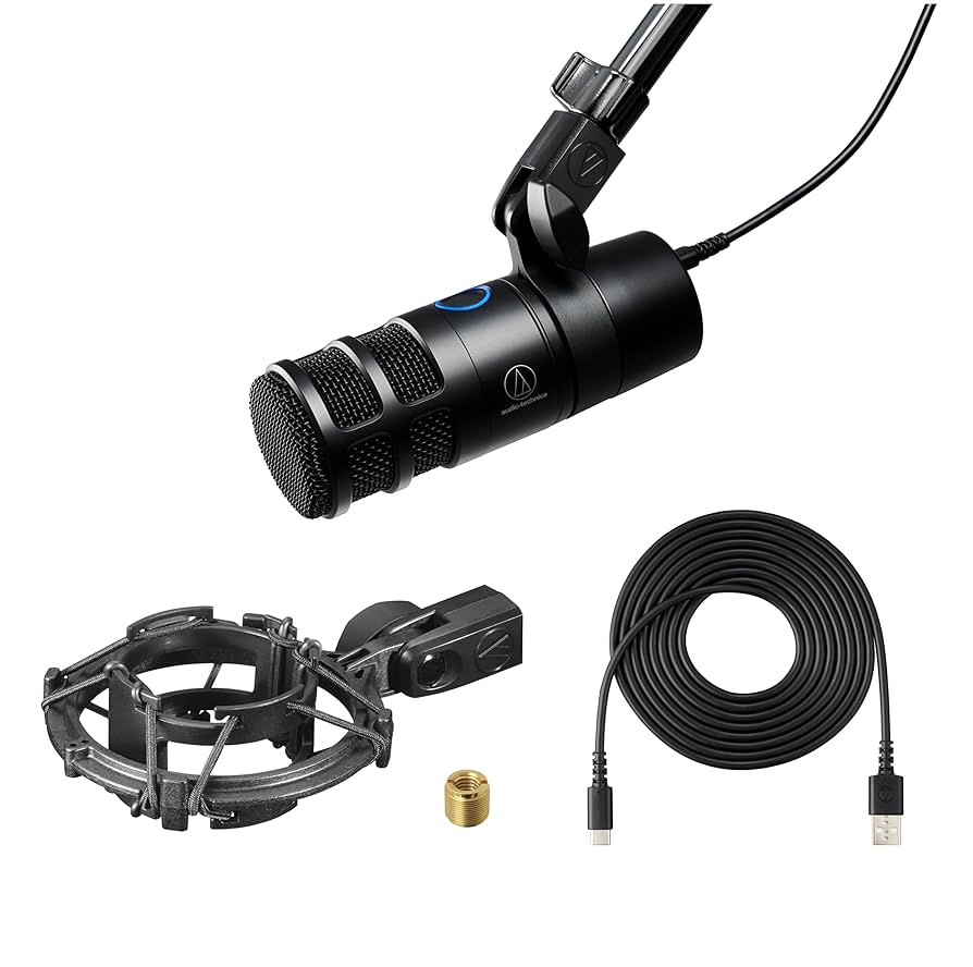 箱付き]AT2040USB、マイクアーム&ヘッドフォン3点セット 箱付き