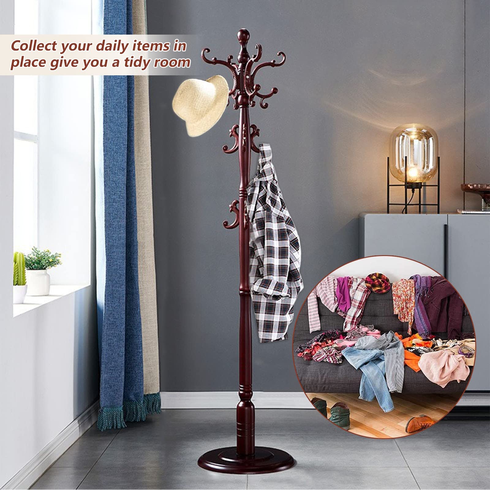 カリモク コートハンガー ポールハンガー 木製 帽子ラック ツリー