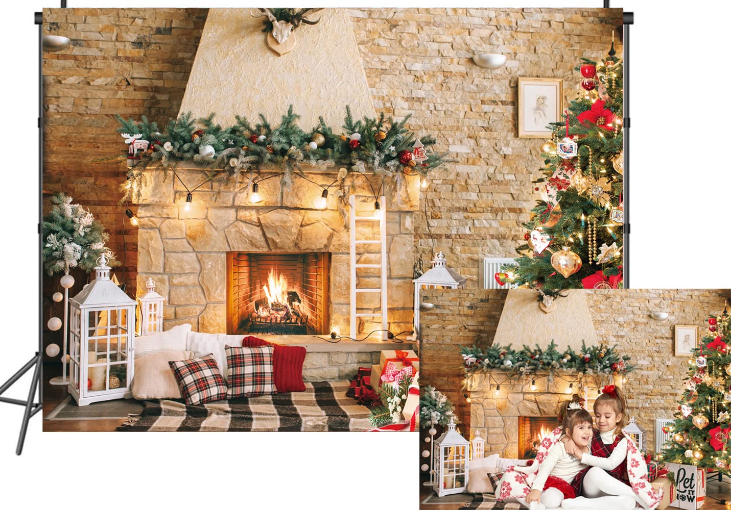 Amazon.co.jp: LTLYH 7x5フィート クリスマス背景 新年背景 クリスマス