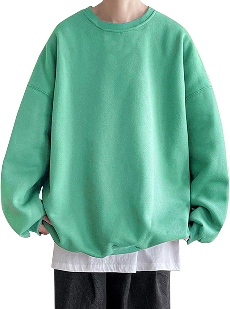 Oversized Drop Shoulder Sweatshirt for Men Crew Neck Long Sleeve