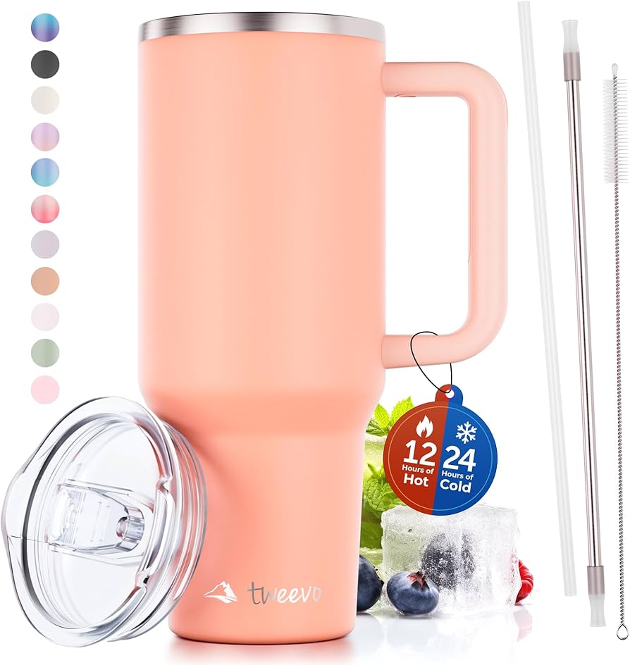 Amazon.com | tweevo 40 oz Tumbler With Handle and Straw Made of