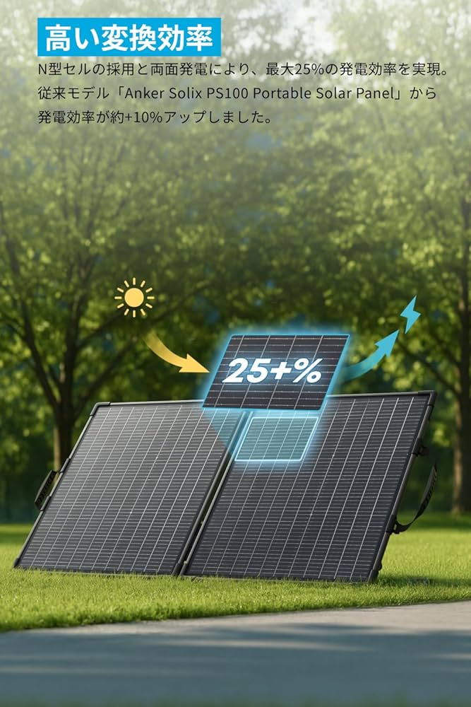 Amazon | Anker Solix PS100 Dual Portable Solar Panel 両面発電 100W
