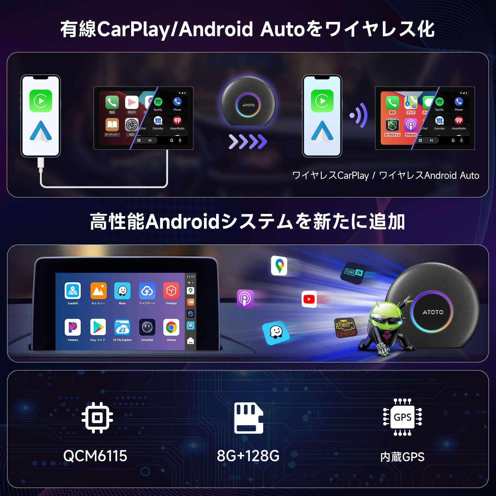 Amazon.co.jp: CB6 AI Box CarPlay 2025年のアップグレード版 CarPlay
