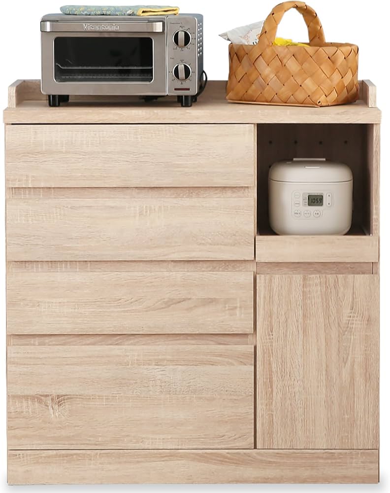 Amazon｜LOWYA ロウヤ キッチン収納 食器棚 チェスト レンジ台 Bタイプ