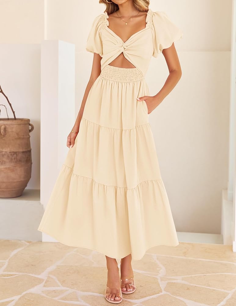 ZESICA Womens Summer Casual Flowy Vacation Maxi Dress 2026 Short