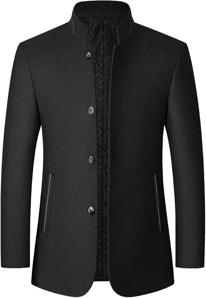 Amazon.com: Qolkmuiy-GJ Men's Gentle Band Collar Pea Coats Solid