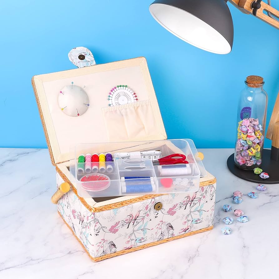 Amazon.com: Navaris Sewing Box with Accessories - Sew Basket with