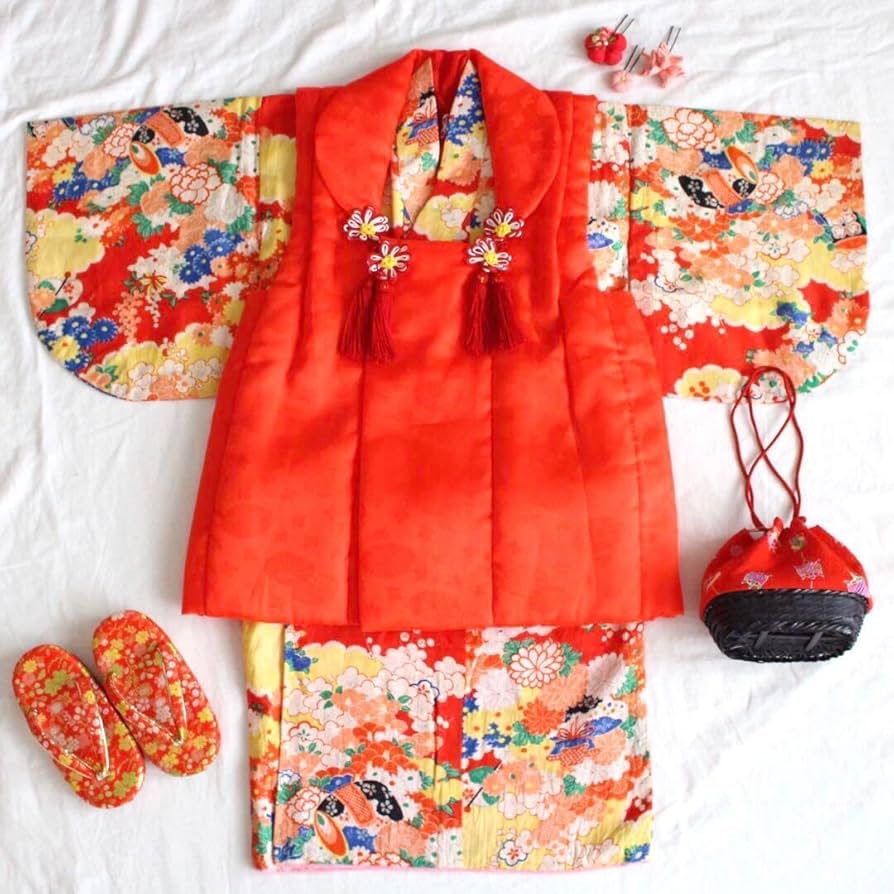 Amazon.co.jp: 七五三 2歳 3歳 女の子 子供 アンティーク 着物 被布