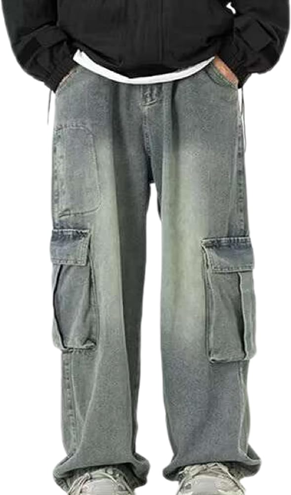Amazon.com: DAZZLZZAD Men's Y2k Baggy Cargo Jeans Hip Hop Denim