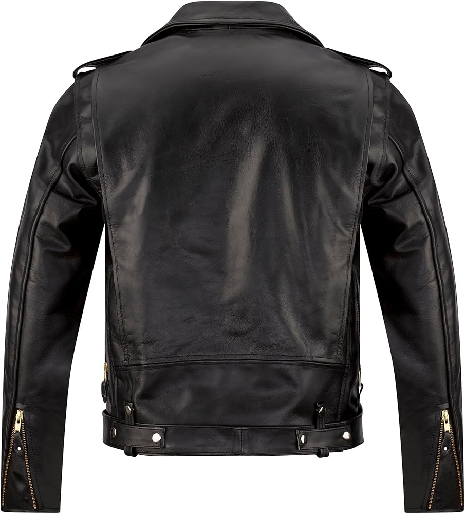 Noble House Motorbike Leather Jacket Buco genuine horsehide men (S