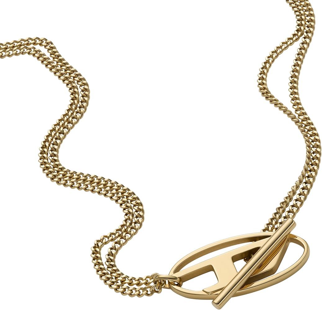 Diesel Gold-Tone Stainless Steel Chain Necklace, Color: (Model