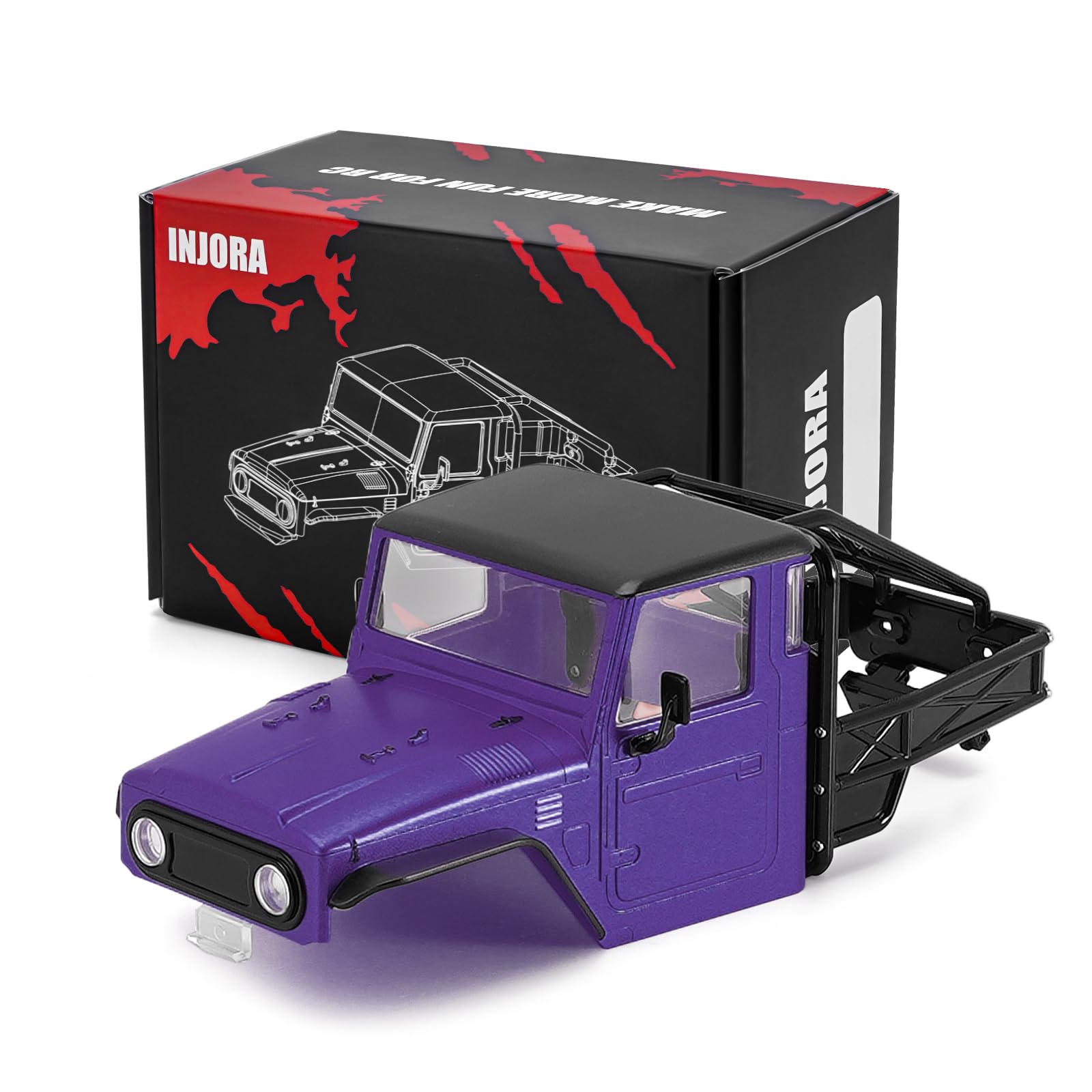 Amazon.com: INJORA 87g IR40 Truck Body Shell with Tube Cage for 1