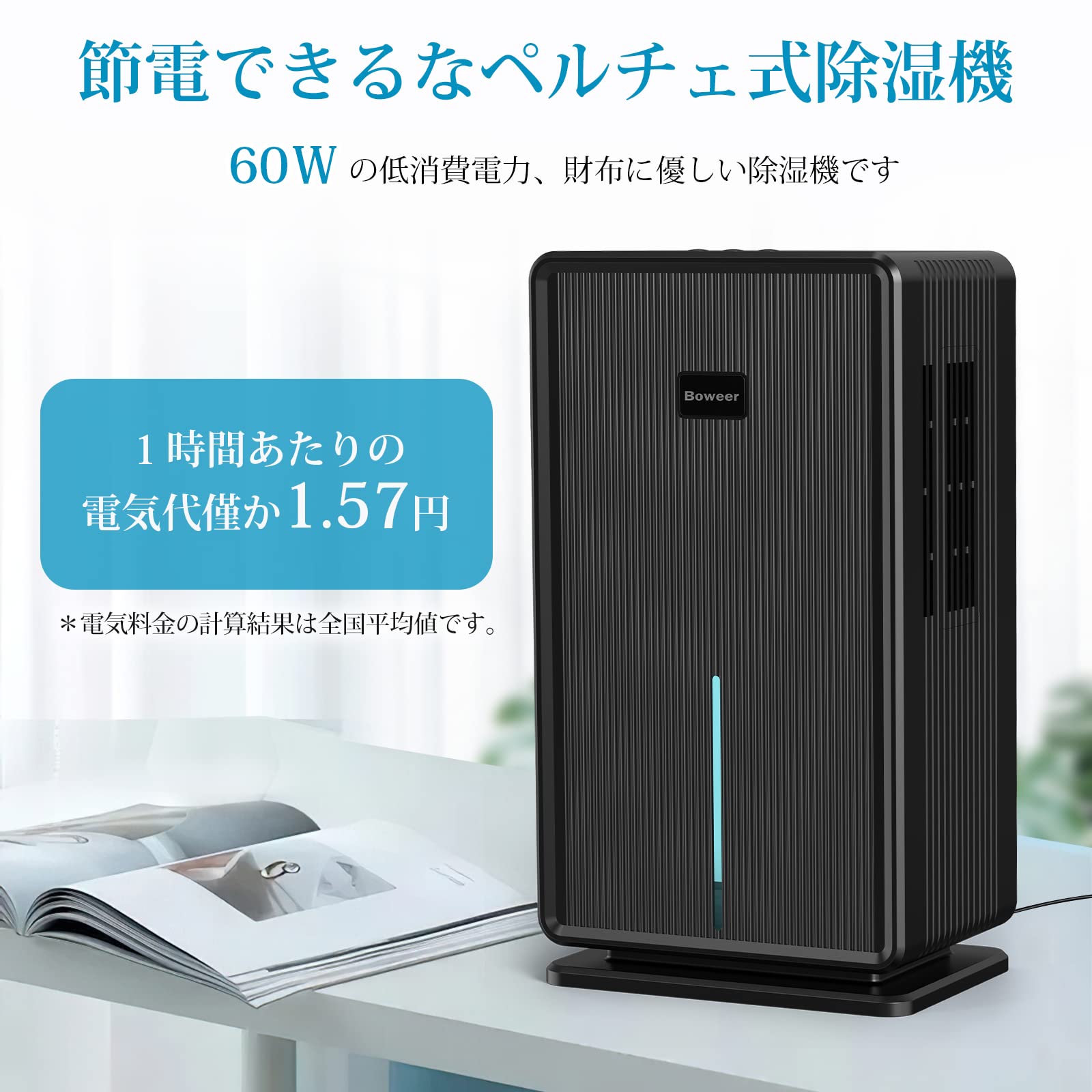 Amazon | Boweer 除湿機 大容量 3L 除湿量1L/日 【鉄筋15畳 /木造7畳