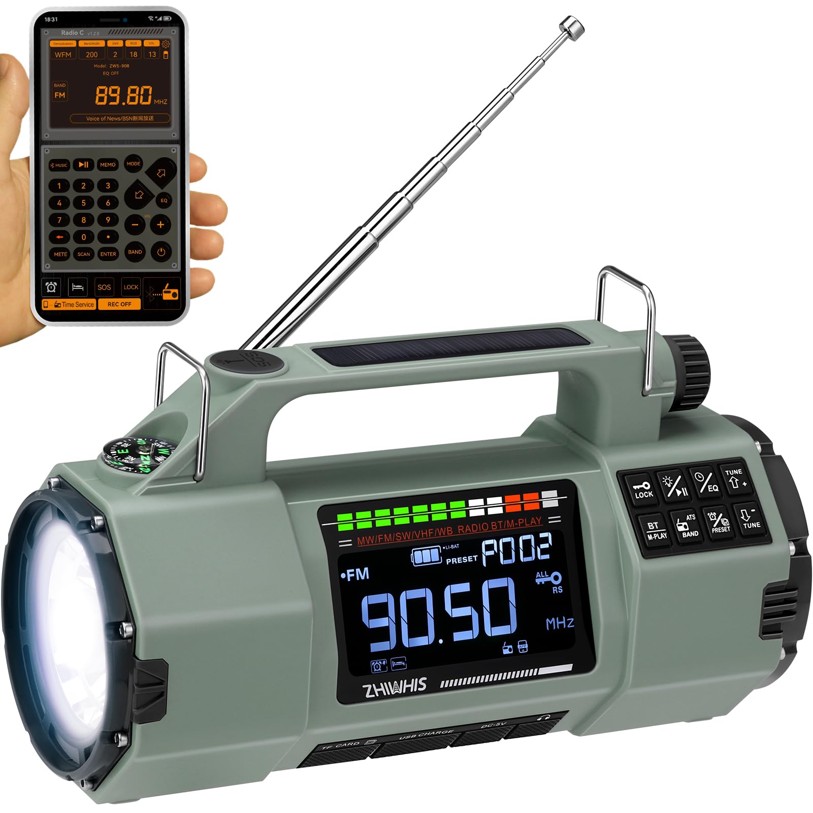 Amazon.co.jp: ZHIWHIS 防災ラジオ Bluetoothスピーカー/マイクロSD