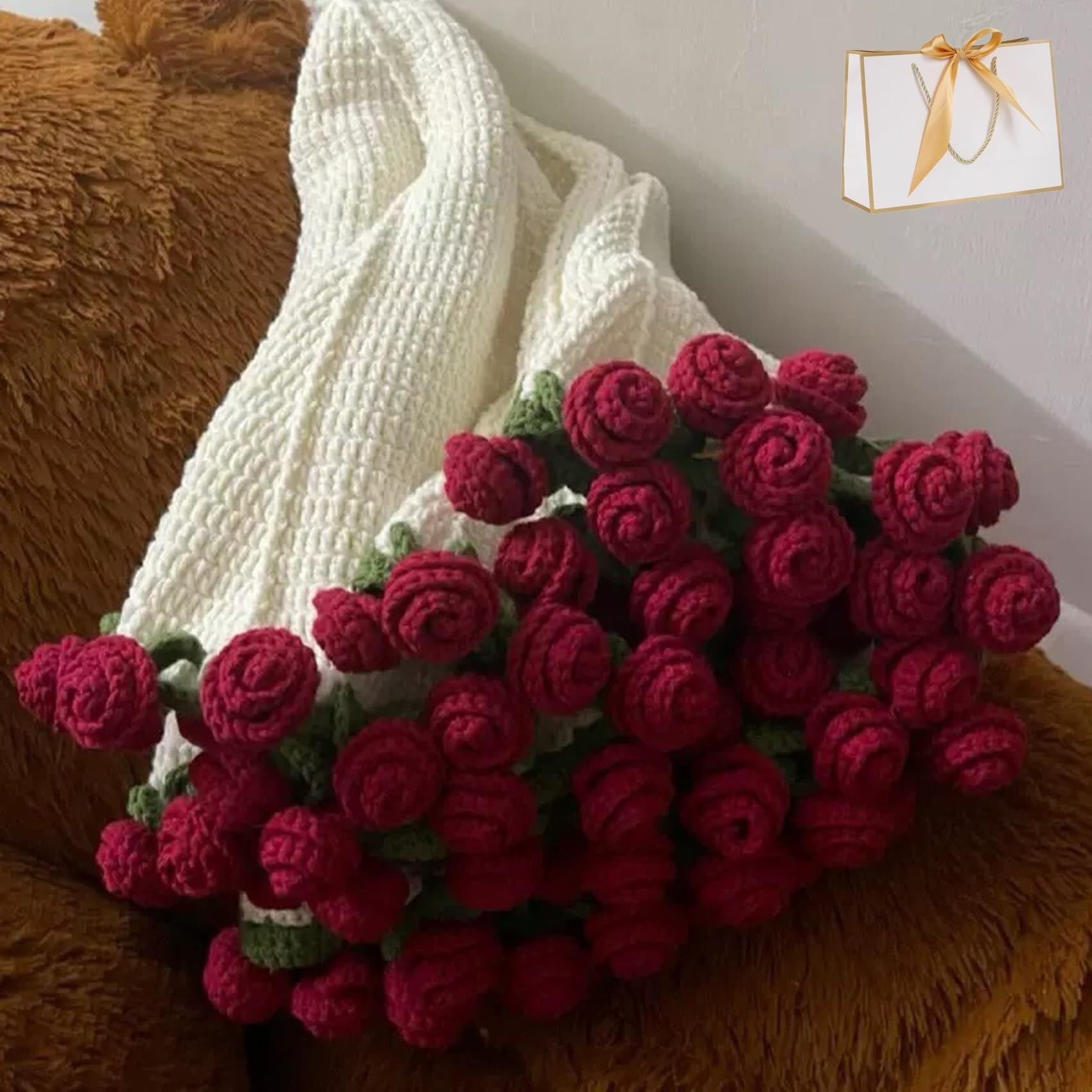 ブーケブランケット 巻かない薔薇 バラ 直径約84cm バラ52個 ブーケ