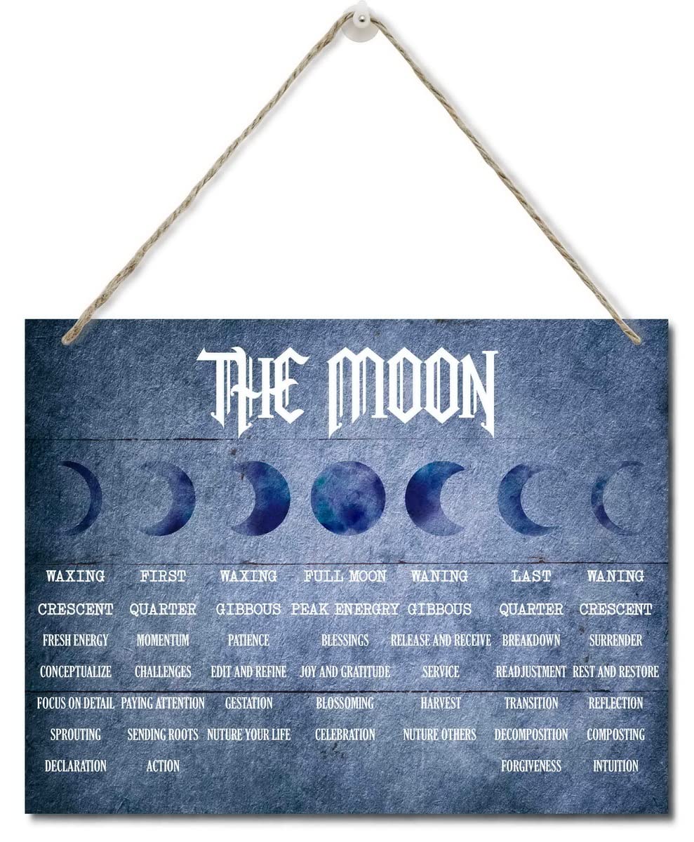 Amazon.com: The Moon Phases Meanings Witchery Wooden Wall Art