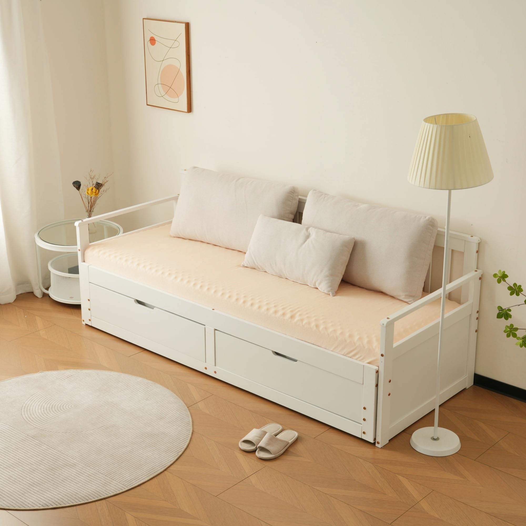 Amazon｜STPZHXC ソファベッド ディベッド 伸長式ベッド 木製 引き出し