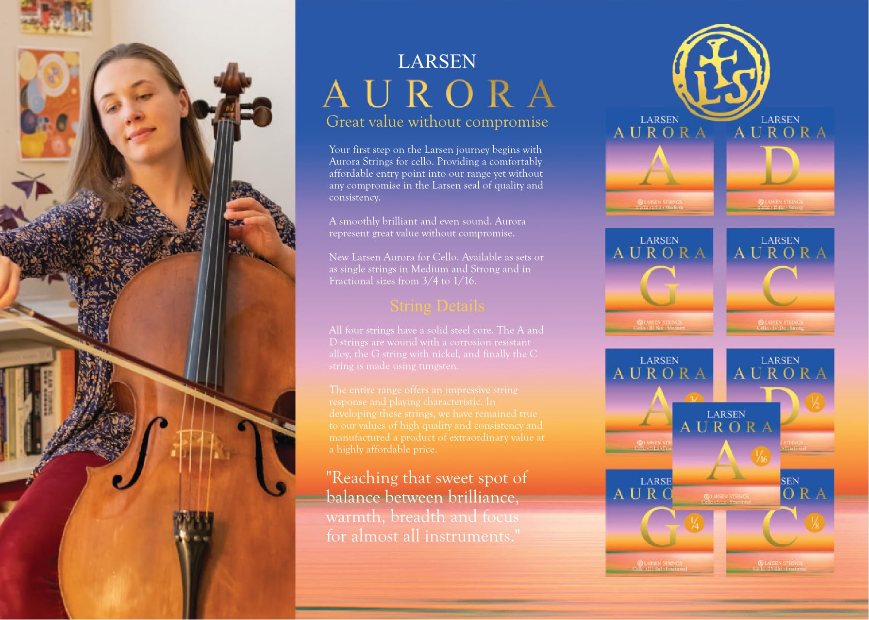 Amazon | ラーセン社 チェロ弦 オーロラ C線 Larsen Cello Aurora C 4