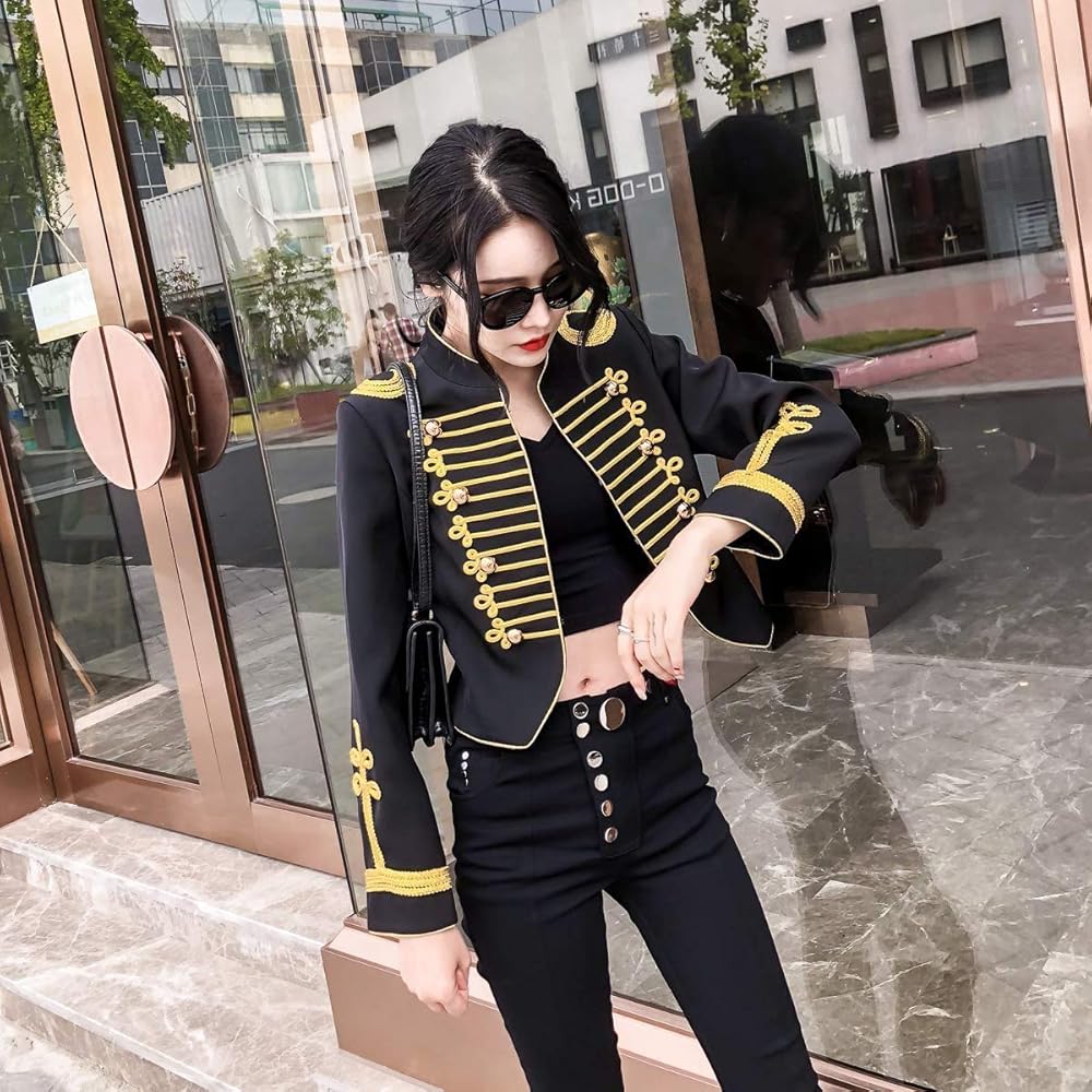 Amazon | レディース ナポレオンジャケット ゴールド釦 飾り 軍服風