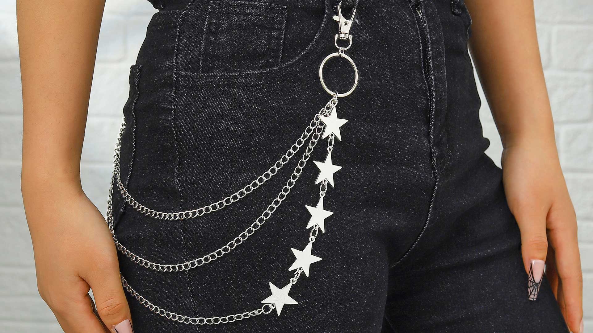 Amazon.com: Zehope Star Pants Chain Silver Goth Wallet Chains Y2k