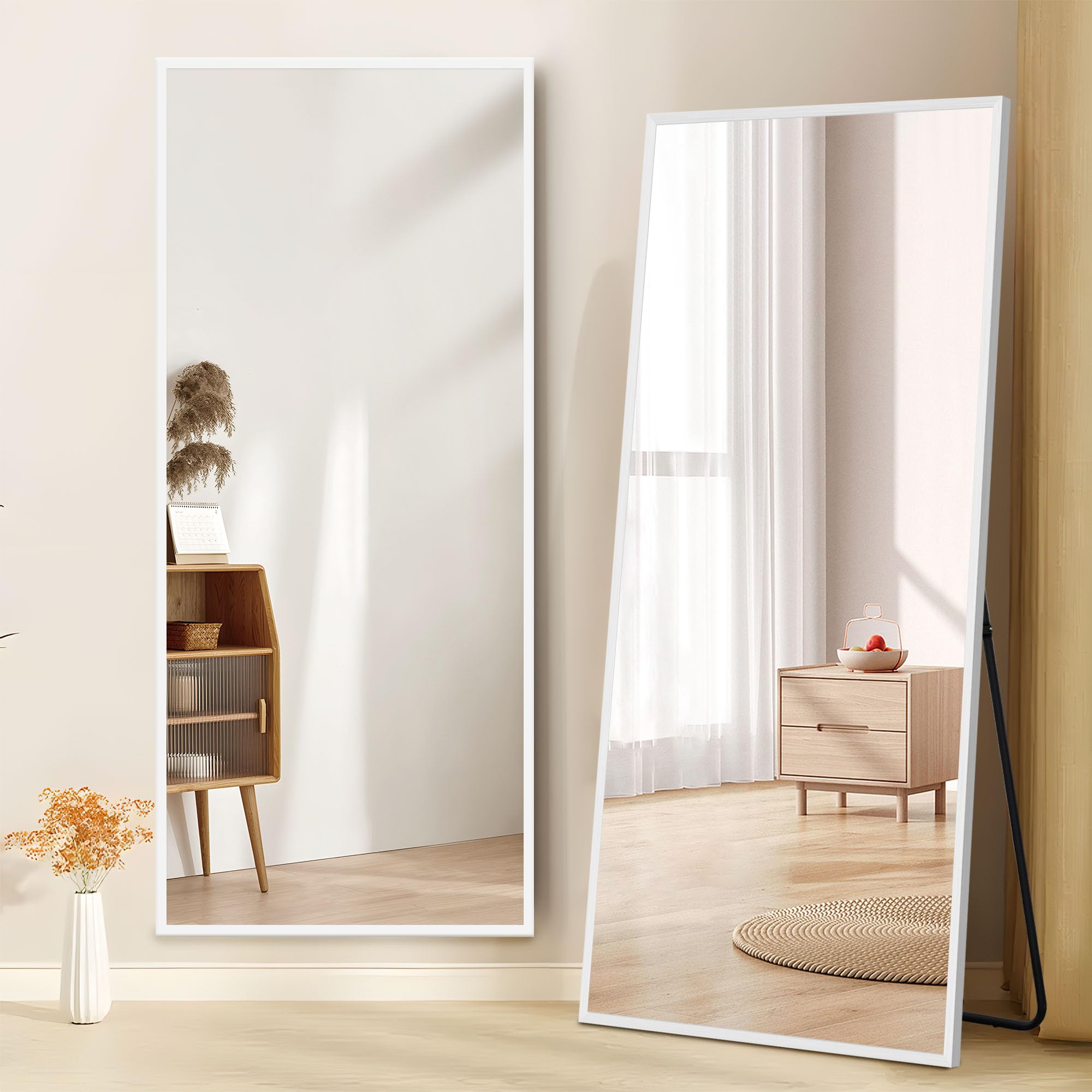 Amazon.co.jp: 全身鏡 姿見鏡 スタンドミラー アルミ 直角 壁掛け