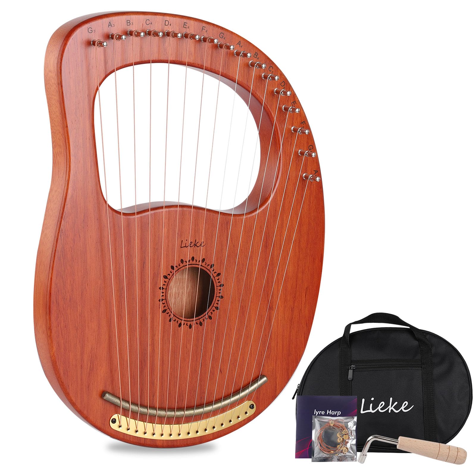 Amazon.com: LIEKE Lyre Harp 16 Strings with Bag Tuning Wrench