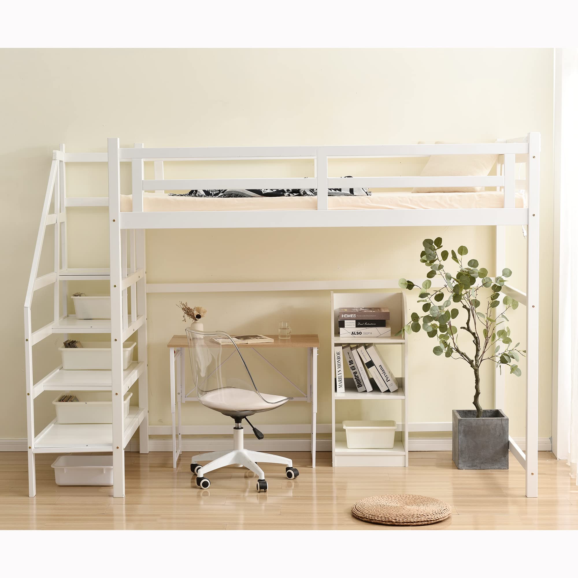 Amazon｜Sue YZ ロフトベッド 階段付き 天然木 コンセント付き