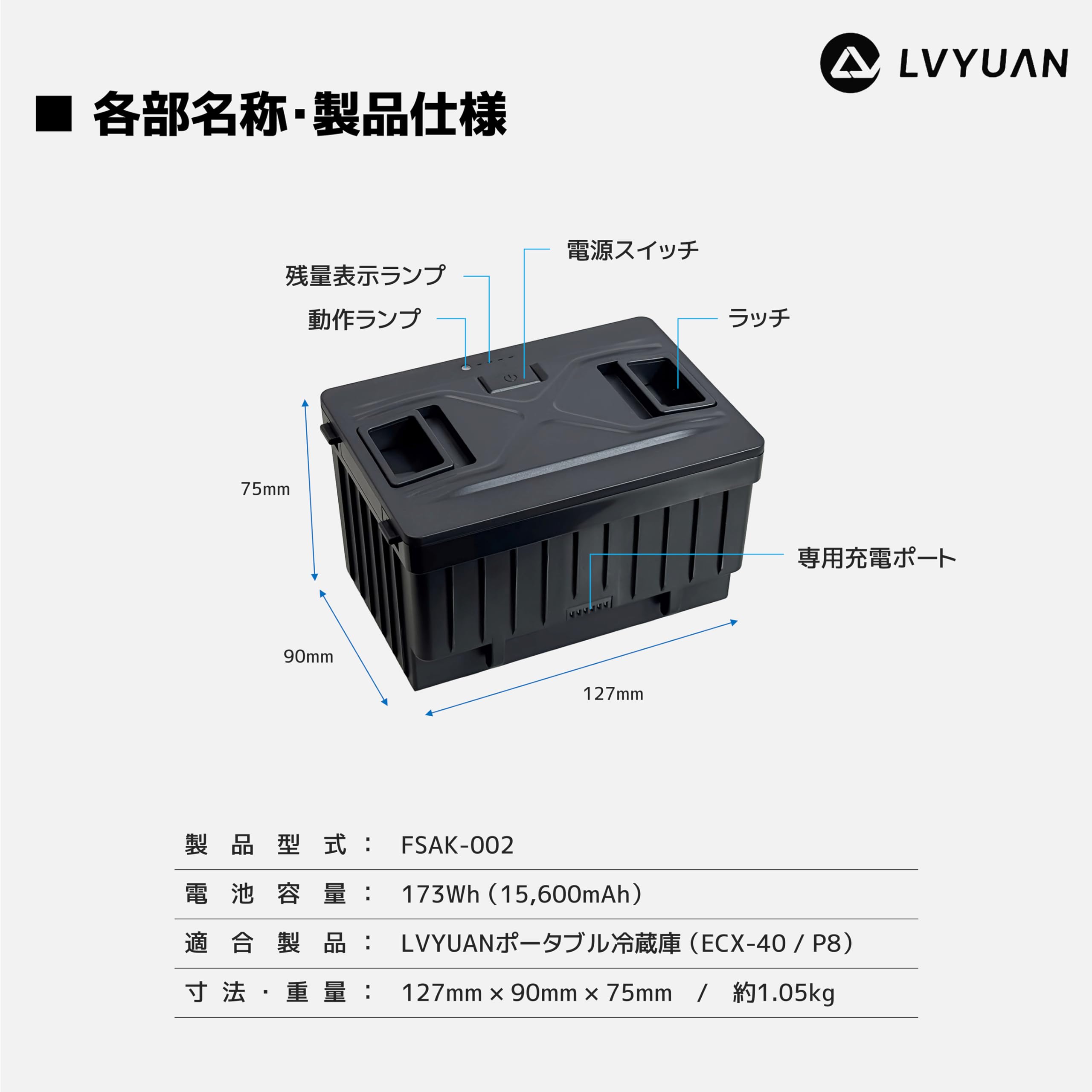 Amazon.co.jp: LVYUAN ポータブル冷蔵庫 専用ポータブルバッテリー