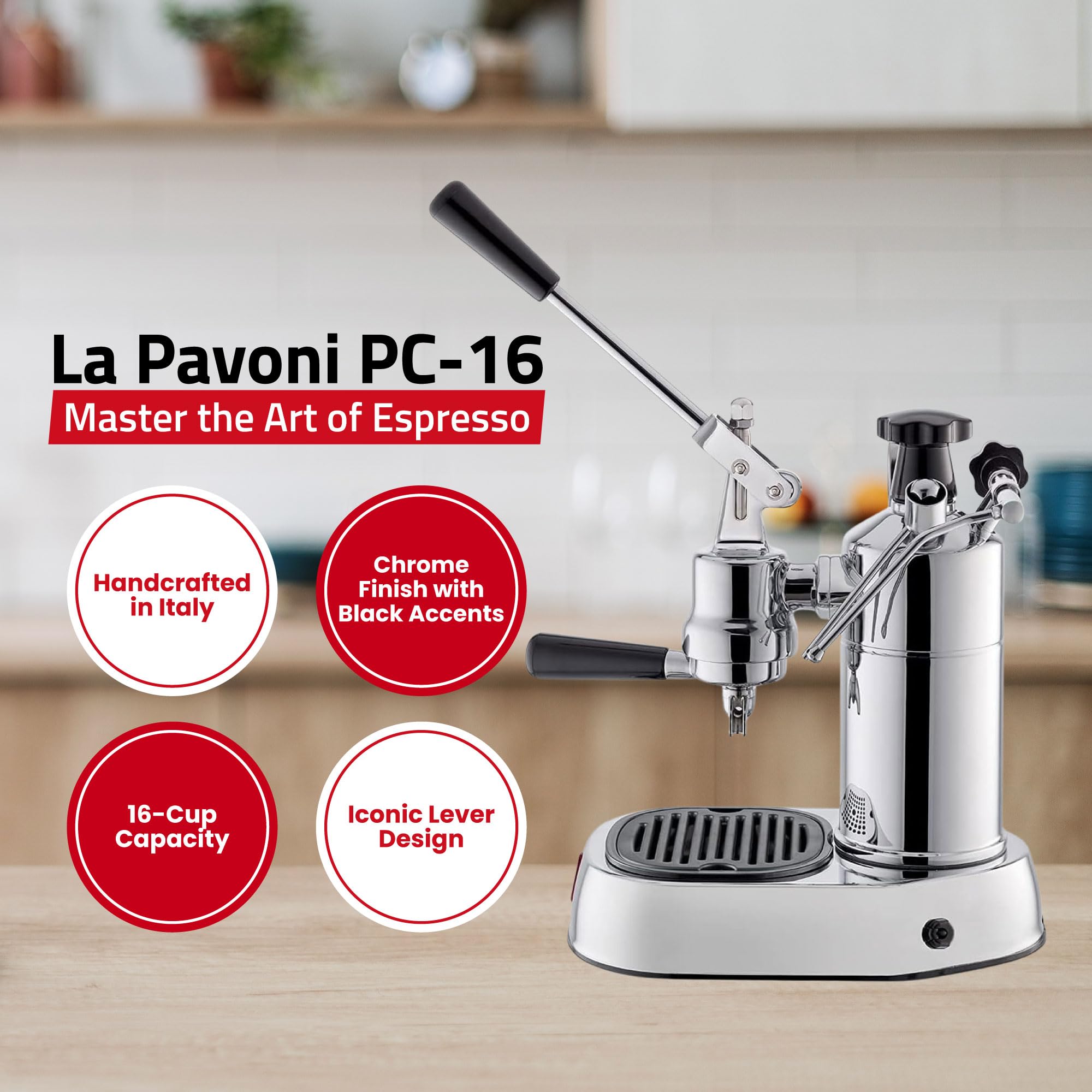 Amazon | ラPavoni PC-16プロエスプレッソマシーン、クローム | La