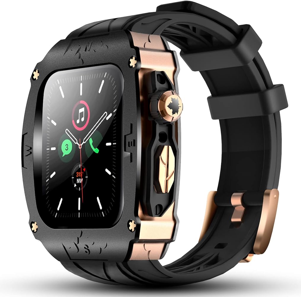 Amazon.com: Luxury Metal Case for Apple Watch 8 7 45mm 6 44mm Band
