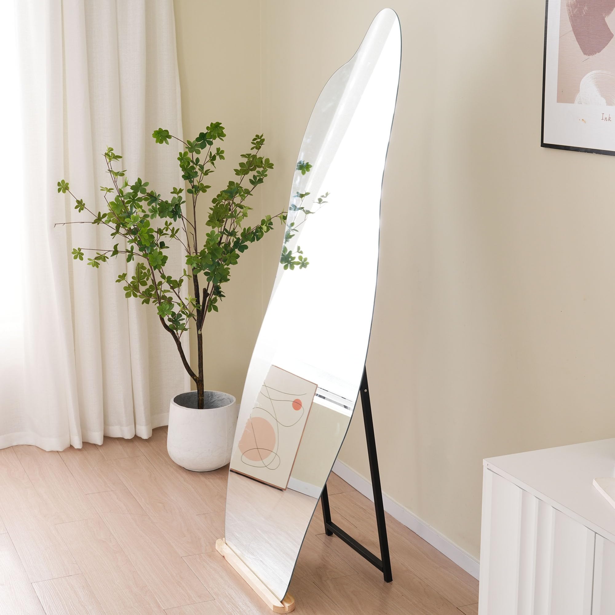Amazon.co.jp: 全身鏡 姿見鏡 スタンドミラー ノンフレーム イレギュラ