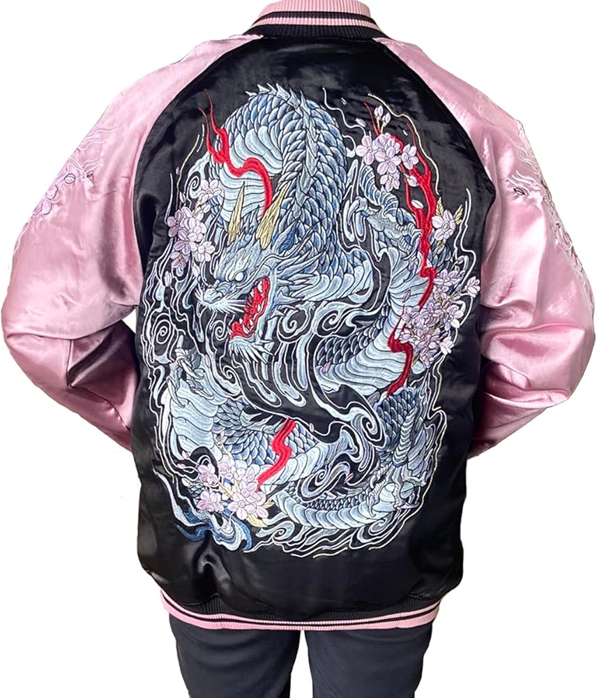 Amazon | [lillà] リッラ スカジャン 和柄 龍 竜 ドラゴン 龍神 桜