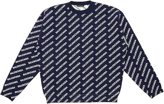 Amazon | [バレンシアガ]ニット セーター ネイビー ホワイト メンズ